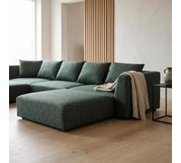 Abakus Direct Tokyo U-Shape Modular Sofa In Olive Green Brushed Tweed Fabric With Deep Seat And Plush Cushioning