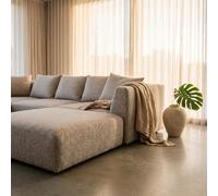 Abakus Direct Tokyo U-Shape Modular Sofa In Warm Taupe Brushed Tweed Fabric With Deep Seat And Plush Cushioning