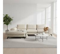 Abakus Direct Venice Chenille Corner Left Sofa with Extra-wide Padded Arms in Beige Abakus Direct Beige