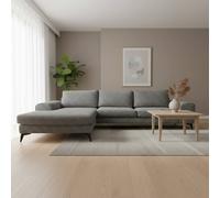 Abakus Direct Venice Chenille Corner Left Sofa with Extra-wide Padded Arms in Charcoal Abakus Direct Charcoal