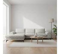 Abakus Direct Venice Chenille Corner Left Sofa with Extra-wide Padded Arms in Light Grey Abakus Direct Light Grey
