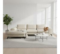 Abakus Direct Venice Chenille Corner Sofa In Beige Left Facing With Deep Seats And Extra-Wide Padded Arms