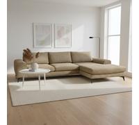 Abakus Direct Venice Chenille Corner Sofa In Brown Right Facing With Deep Seats And Extra-Wide Padded Arms