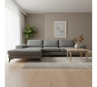 Abakus Direct Venice Chenille Corner Sofa In Charcoal Left Facing With Deep Seats And Extra-Wide Padded Arms