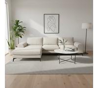 Abakus Direct Venice Chenille Corner Sofa In Cream Left Facing With Deep Seats And Extra-Wide Padded Arms