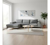 Abakus Direct Venice Chenille Corner Sofa In Dark Grey Left Facing With Deep Seats And Extra-Wide Padded Arms