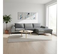 Abakus Direct Venice Chenille Corner Sofa In Dark Grey Right Facing With Deep Seats And Extra-Wide Padded Arms
