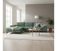 Abakus Direct Venice Chenille Corner Sofa In Rifle Green Left Facing With Deep Seats And Extra-Wide Padded Arms