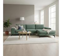 Abakus Direct Venice Chenille Corner Sofa In Rifle Green Right Facing With Deep Seats And Extra-Wide Padded Arms