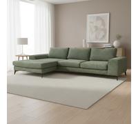 Abakus Direct Venice Chenille Corner Sofa In Sage Green Left Facing With Deep Seats And Extra-Wide Padded Arms