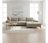 Abakus Direct Venice Chenille Corner Sofa In Taupe Right Facing With Deep Seats And Extra-Wide Padded Arms