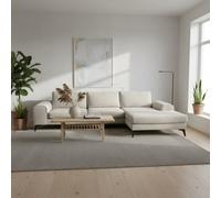 Abakus Direct Venice Chenille Corner Sofa In White Right Facing With Deep Seats And Extra-Wide Padded Arms