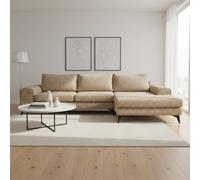 Abakus Direct Venice Corner Right Sofa with Deep Seats & Extra-wide Padded Arms in Beige Abakus Direct Beige