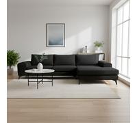 Abakus Direct Venice Corner Right Sofa with Deep Seats & Extra-wide Padded Arms in Black Abakus Direct Black