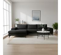 Abakus Direct Venice Corner Sofa In Black Left Facing With Deep Seats And Extra-Wide Padded Arms