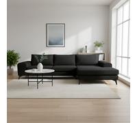 Abakus Direct Venice Corner Sofa In Black Right Facing With Deep Seats And Extra-Wide Padded Arms
