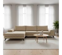 Abakus Direct Venice Corner Sofa In Cream Left Facing With Deep Seats And Extra-Wide Padded Arms