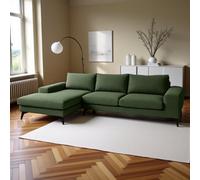 Abakus Direct Venice Corner Sofa In Forest Green Left Facing With Deep Seats And Extra-Wide Padded Arms