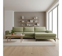 Abakus Direct Venice Corner Sofa In Olive Right Facing With Deep Seats And Extra-Wide Padded Arms