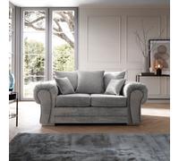 Abakus Direct Verona 2 Seater Sofa In Light Grey Crushed Chenille