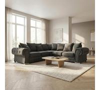 Abakus Direct Verona Corner Sofa In Dark Grey Linen Fabric