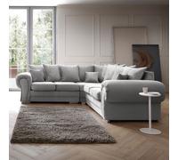 Abakus Direct Verona Corner Sofa in Light Grey Crushed Chenille Abakus Direct Light Grey