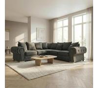 Abakus Direct Verona Linen Corner Sofa with Button Detail in Dark Grey Abakus Direct Dark Grey