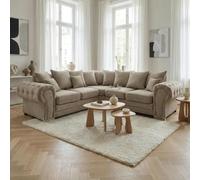 Abakus Direct Verona Linen Corner Sofa with Button Detail in Taupe Abakus Direct Taupe