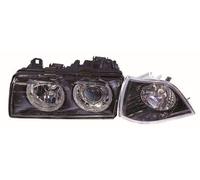 ABAKUS Headlight Set 444-1110FXNDEA2 for BMW Halogen H7 Black ECE