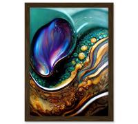 Abalone Macro Fluid Water Abstract Oil Artwork Framed Wall Art Print A4 Artery8 Brown One Size