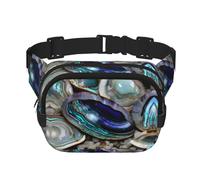 Abalone nacre Print Fashion Waist Packs Square Layer Waist Bag Black Belt Bag with Adjustable Strap, Black, One Size