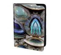 Abalone nacre print Travel Wallet Passport Holder Case for Family Leather Passport Cover for Men Women, Black, One Size