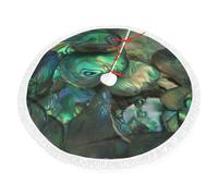 Abalone nacre Printed Christmas Tree Skirt 48 inch with Tassel Tree Base Cover for Xmas Tree Christmas Decorations
