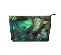 Abalone Nacre Printed Corduroy Makeup Bag for Women Cute Make up Bag Travel Cosmetic Bag with Wristlet