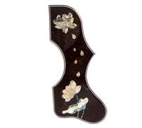 Abalone Shell Inlaid Acoustic Guitar Pickguard for Gibson J200, SJ200 or 40-43 Inch Acoustic Guitars Handmade Crown and Yellow Rose Designs, Easy Adhesive Installation (SN02)