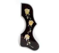 Abalone Shell Inlaid Acoustic Guitar Pickguard for Gibson J200, SJ200 or 40-43 Inch Acoustic Guitars Handmade Crown and Yellow Rose Designs, Easy Adhesive Installation (SN01)