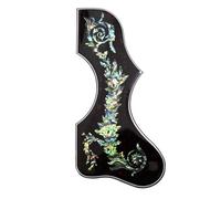 Abalone Shell Inlaid Acoustic Guitar Pickguard for Gibson J200, SJ200 or 40-43 Inch Acoustic Guitars Handmade Crown and Yellow Rose Designs, Easy Adhesive Installation (SN03)