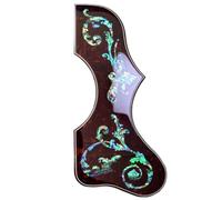 Abalone Shell Inlaid Acoustic Guitar Pickguard for Gibson J200, SJ200 or 40-43 Inch Acoustic Guitars Handmade Crown and Yellow Rose Designs, Easy Adhesive Installation (SN05)