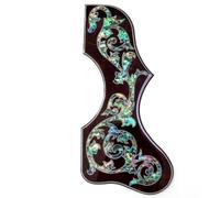 Abalone Shell Inlaid Acoustic Guitar Pickguard for Gibson J200, SJ200 or 40-43 Inch Acoustic Guitars Handmade Crown and Yellow Rose Designs, Easy Adhesive Installation (SN06)