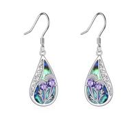 Abalone Shell Scottish Dangle Earrings Sterling Silver Scottish Thistle Jewelry Gift for Women