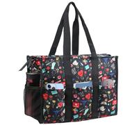 ABAMERICA Nurse Bags for Work Nursing Bag Multiple Pockets Waterproof Organizing Zip Top Clinical Bag for Nursing Students Home Health (C01- Medium 14"-Self Standing- Medical Floral)