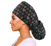 ABAMERIKA Bouffant Caps with Button and Sweatband, Adjustable Work Hats for Men and Women, One Size, D02 - Single Heart Beating, 1