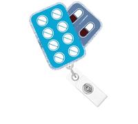 Abamilaka Chill Pill Pharmacy Badge Reel Retractable Med Tech Pharmacist Technician Nurse ID Badge Holder with Alligator Clip Nursing Acrylic Name Badge Clip Medical Social Worker Accessories