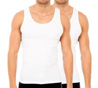 Abanderado Mens Pack of 2 undershirts with wide straps for men, model AS02300. - White Cotton - Size EU 48 (Mens)