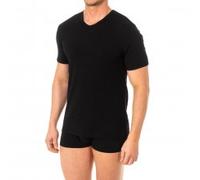 Abanderado Mens Short-sleeved V-neck t-shirt for men A0DGO. Comfort and casual style. - Black - Size Large