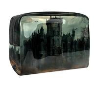 Abandoned Castle Black Crow Cosmetic Bag for Women, Travel Toiletries Bags Large PVC Makeup Handy Pouch Organiser with Zipper
