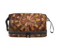 Abandoned Dart Board Double Layer Cosmetic Bag for Women and Girls, Travel Toiletry Bag Makeup Handy Pouch Organiser Bag with Brush Compartment