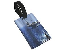 Abandoned House Into Wilderness by River On Hillside with Stones Highland Landscape 2 Pcs Luggage Tags, Privacy Cover ID Label Loop and Address Card for Travel Bag Suitcase