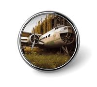 Abandoned Plane Badge Holder Personalized Metal Button Pin Fashion Round Badge with Pattern Pin DIY Button Badges Exquisite Brooch Crafts Gift Clothes Decorative Pins