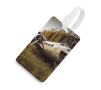 Abandoned Plane Luggage Tag Classic Personalized Repeated Luggage Tag Cute Unique Travel Essentials Identifiers for Women Men Baggage Backpack Handbag Suitcase, White-style, One Size